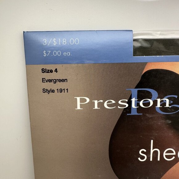Preston & York Sheer Control Top Pantyhose Size 4 Style 1911 Essential Evergreen - Picture 2 of 3